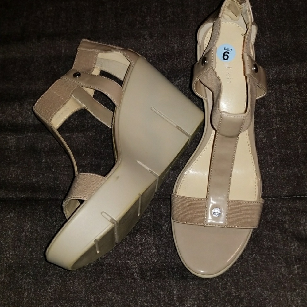 Calvin Klein beige Wedges